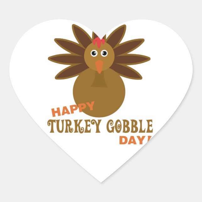 Sticker Cœur La Turquie heureuse avalent le thanksgiving de (Devant)