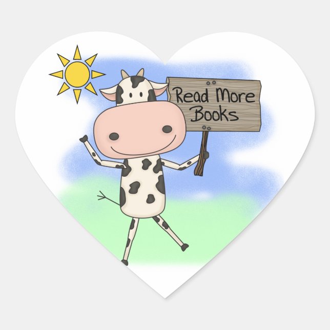 Sticker Cœur La vache Lire Plus De Livres (Devant)