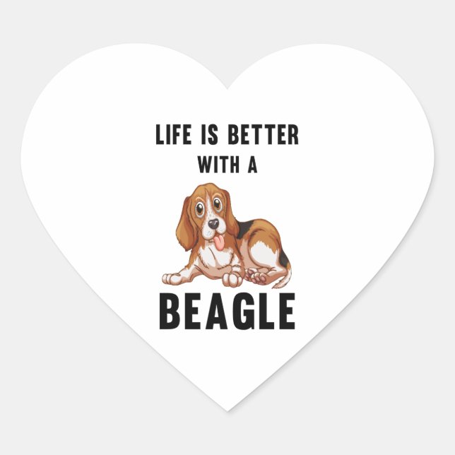 Sticker Cœur La vie est meilleure avec un Beagle (Devant)