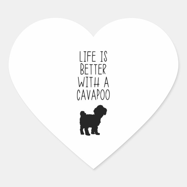 Sticker Cœur La Vie Est Meilleure Avec Un Cavapoo (Devant)