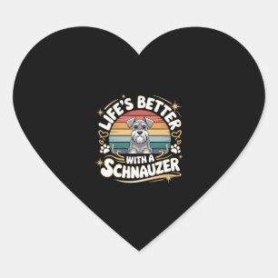 Sticker Cœur La vie est meilleure avec un chien schnauzer vinta