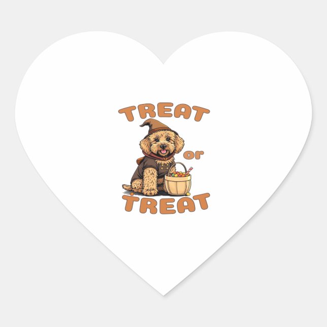 Sticker Cœur Labradoodle Halloween Dog Costume �Treat or Treat� (Devant)