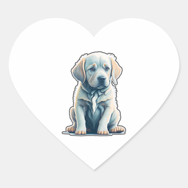 Sticker Cœur Labrador Retriever Calme Puppy (Devant)