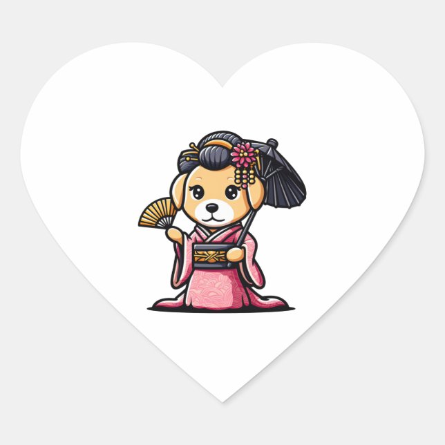 Sticker Cœur Labrador Retriever Chien Kimono (Devant)