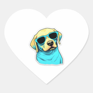 Sticker Cœur Labrador Retriever en lunettes de soleil Cool Clas