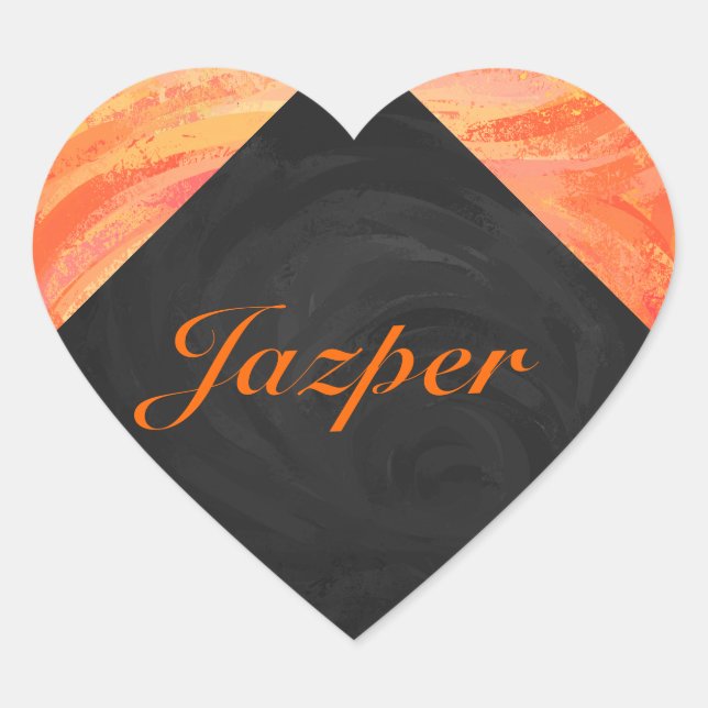 Sticker Cœur Lac Fire Orange et Monogramme noir (Devant)