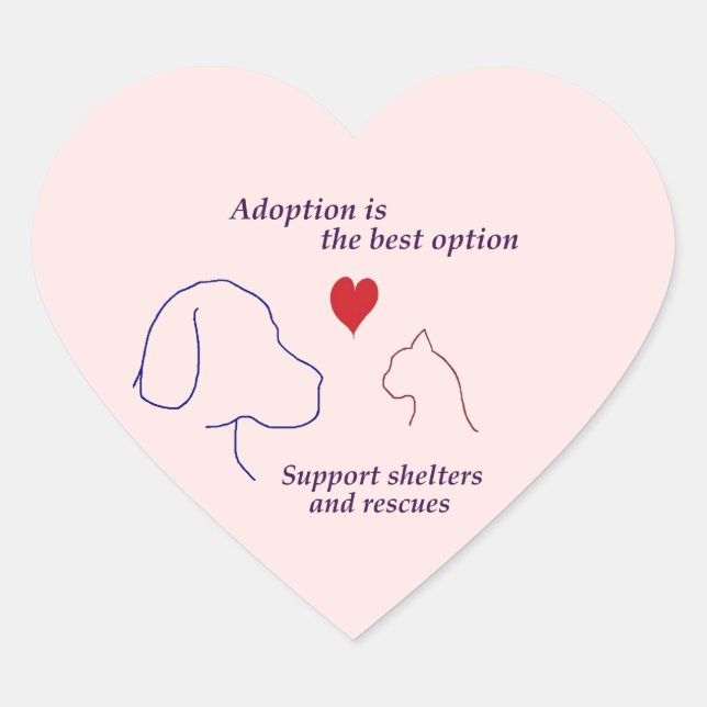 Sticker Cœur L'adoption est la meilleure option (Devant)