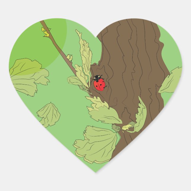 Sticker Cœur Ladybug au printemps (Devant)