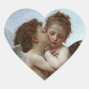 Sticker Cœur L'Amour de Bouguereau et psyché, enfants (cupidon