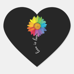 Sticker Cœur L'amour est amour Rainbow Sunflower gay lesbienne 