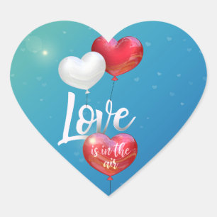 Sticker Cœur L'Amour Est Dans Les Ballons D'Air Valentine - Sti
