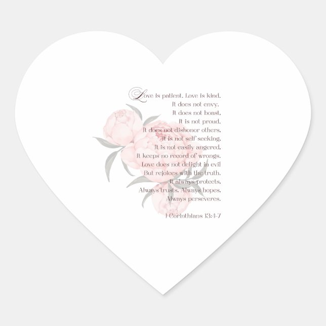 Sticker Cœur L'amour est patient - Ecriture Mariage Carte posta (Devant)