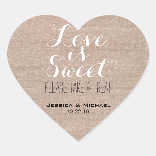 Sticker Cœur L'amour est sucré personnalisé bonbons buffet mari (Devant)