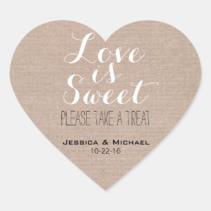 Sticker Cœur L'amour est sucré personnalisé bonbons buffet mari