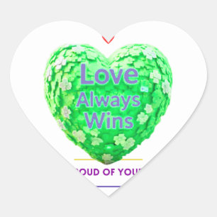 Sticker Cœur L'amour gagne toujours – Motif de cœur vert inspir