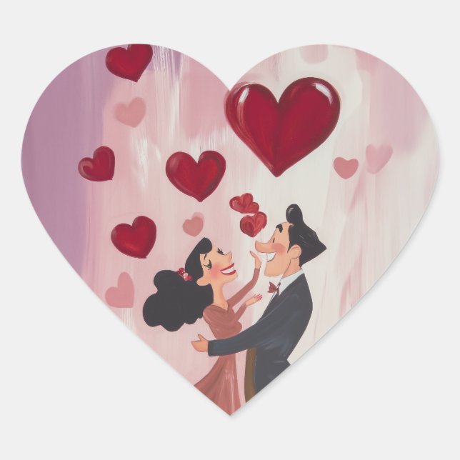 Sticker Cœur L'Amour Whimsical dans l'air (Devant)