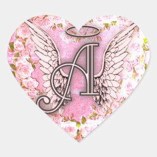 Sticker Cœur L'ange vintage de roses s'envole le coeur