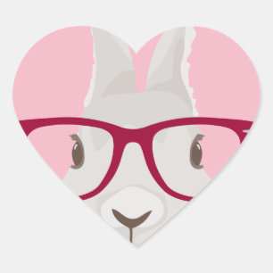 Sticker Cœur Lapin de Pâques drôle de hippie avec les verres