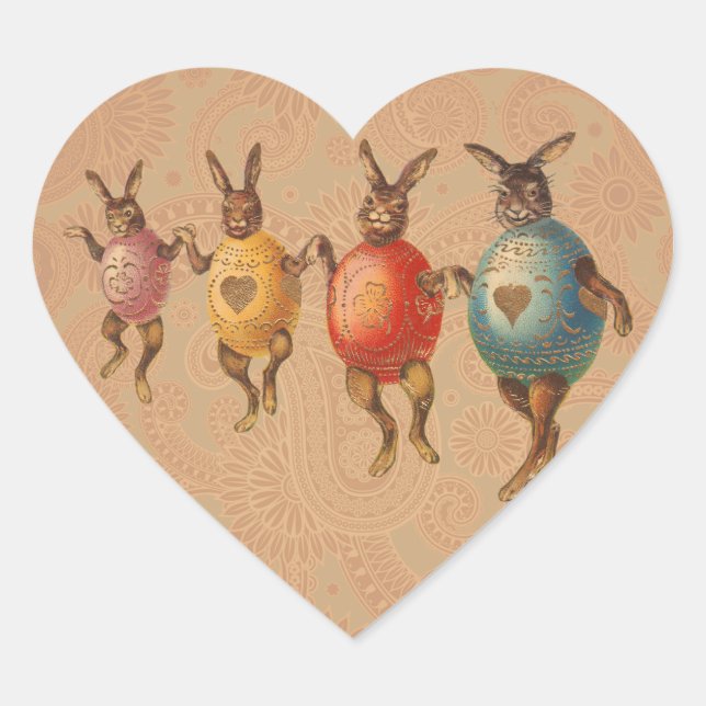 Sticker Cœur Lapin de Pâques Œufs Dansants (Devant)
