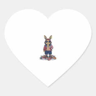 Sticker Cœur Lapin de Pâques Patriotique Vintage Vector Shirt_1