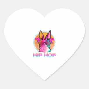 Sticker Cœur Lapin Hip hop Avec Lunettes De Soleil Bubblegum Ra