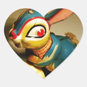 Sticker Cœur lapin jouet et oeuf jaune pâle