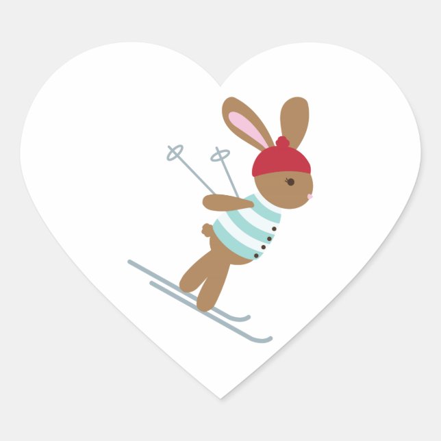 Sticker Cœur Lapin Ski (Devant)