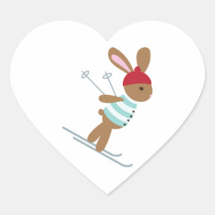 Sticker Cœur Lapin Ski