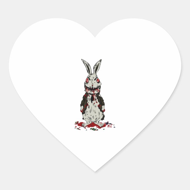 Sticker Cœur Lapin Zombie de Pâques Halloween Bunny (Devant)