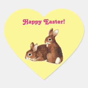 Sticker Cœur Lapins de Pâques heureux