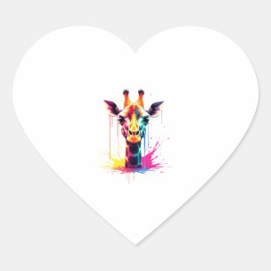 Sticker Cœur L'art animal africain La girafe colorée pour drôle