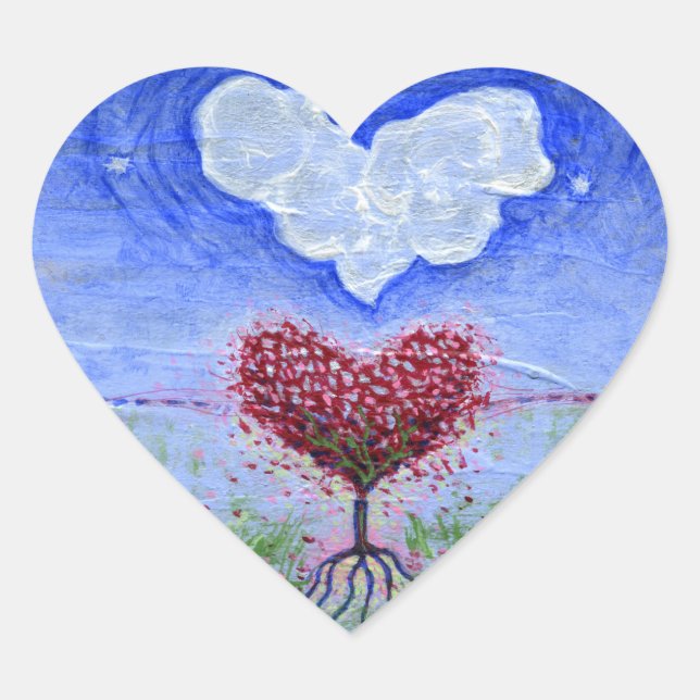 Sticker Cœur L'art surréaliste de deux coeurs (Devant)