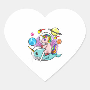 Sticker Cœur L'astronaute Unicorn chevauchant l'univers spatial