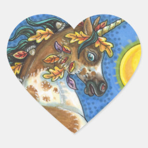 STICKER CŒUR L'AUTOMNE PARTE SUR UN STALLION UNICORN, REARRÊTAN