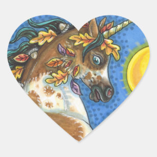 STICKER CŒUR L'AUTOMNE PARTE SUR UN STALLION UNICORN, REARRÊTAN