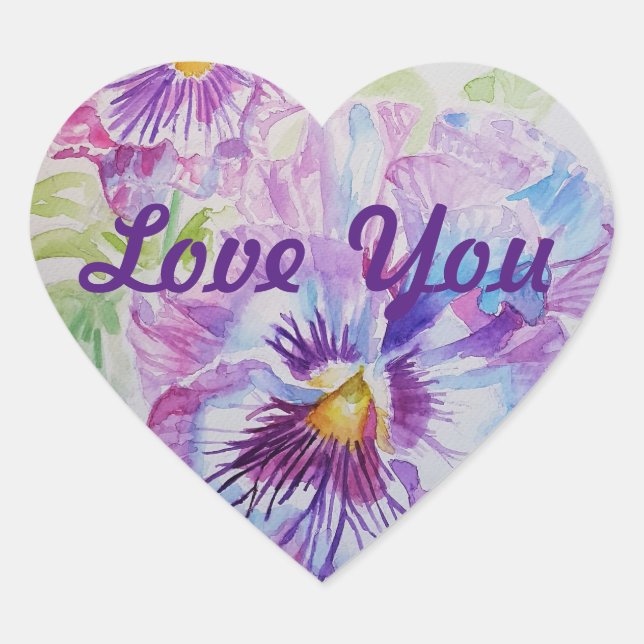 Sticker Cœur Lavande de Shabby Fleurs violettes fleurs florales (Devant)