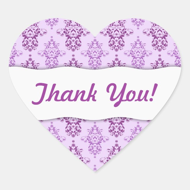 Sticker Cœur Lavande Violette Damassé Bicolore (Devant)