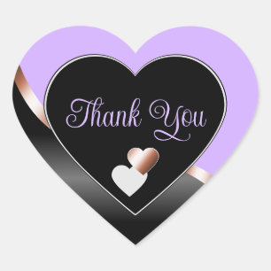 Sticker Cœur Lavender Black Wavy Rose Or et Coeurs Merci
