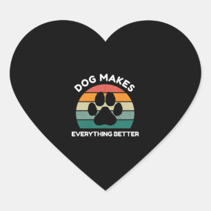Sticker Cœur Le chien rend tout meilleur - Design Empreinte de