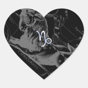 Sticker Cœur Le chrome comme le zodiaque de Capricorne se