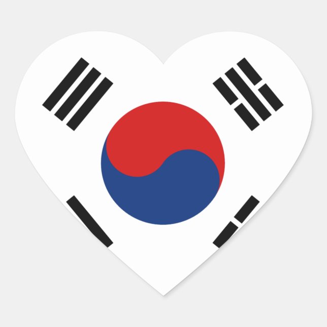 Sticker Cœur Le Coeur du drapeau sud-coréen (Devant)