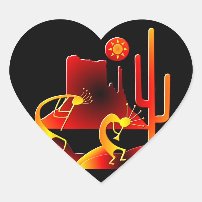 Sticker Cœur Le désert Kokopelli (Devant)