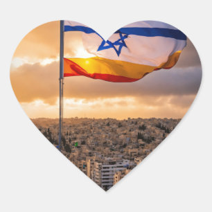 Sticker Cœur Le Drapeau d'Israël : Symbole de l'Unité et Iden P
