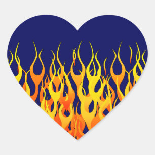 Sticker Cœur Le feu de emballage classique de flammes sur le