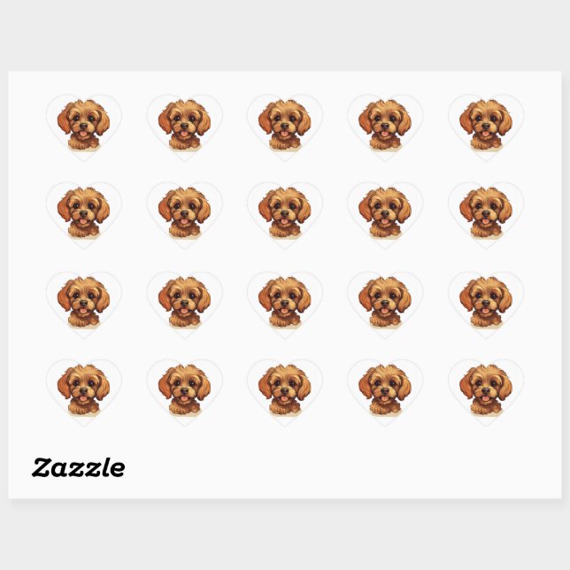 Sticker Cœur Le mignon chien Cavapoo pour les autocollants! (Feuille)