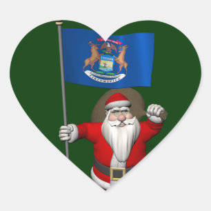 Sticker Cœur Le Père Noël Avec L'Entrée Du Michigan