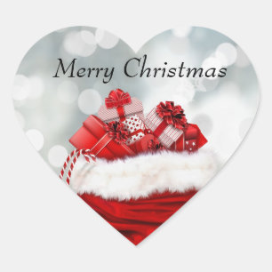 Sticker Cœur Le présent rouge de Noël