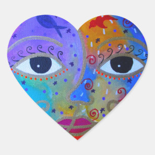 STICKER CŒUR LE SOLEIL ET MOON/YIN ET YANG