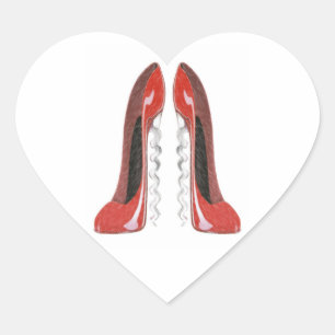 Sticker Cœur Le stylet rouge de tire-bouchon chausse
