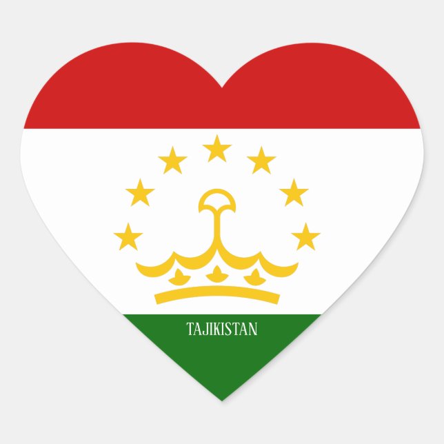 Sticker Cœur Le Tadjikistan Drapeau Splendide patriotique (Devant)